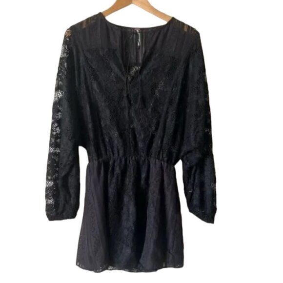 Free People Black Tie Neck Dress Size Small - Picture 2 of 5